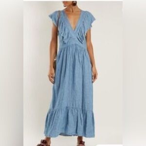 Lee Mathews Blue Sleeveless Maxi Sundress